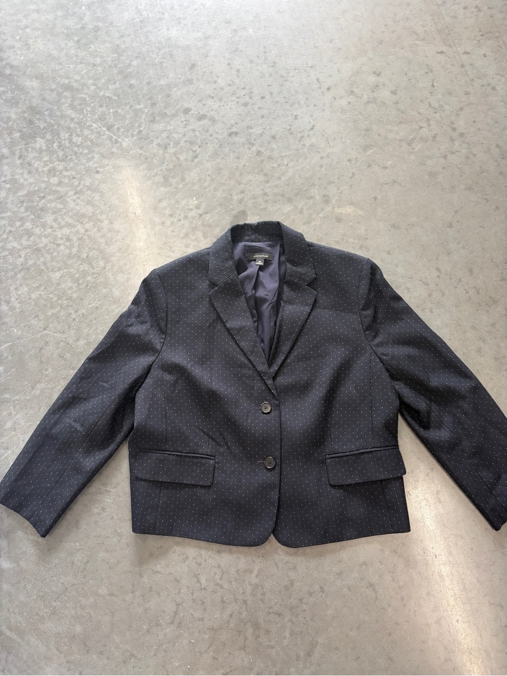 Ann Taylor Navy Pindot Tailored Blazer Jacket
